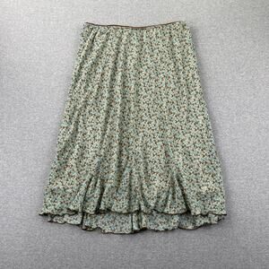 Vintage Dressbarn Y2K Midi Skirt 14/16 Teal Brown Funky Retro Flare Hem Fairy